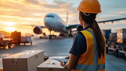 Un technicien de l'aéroport examine un avion de ligne en stationnement
